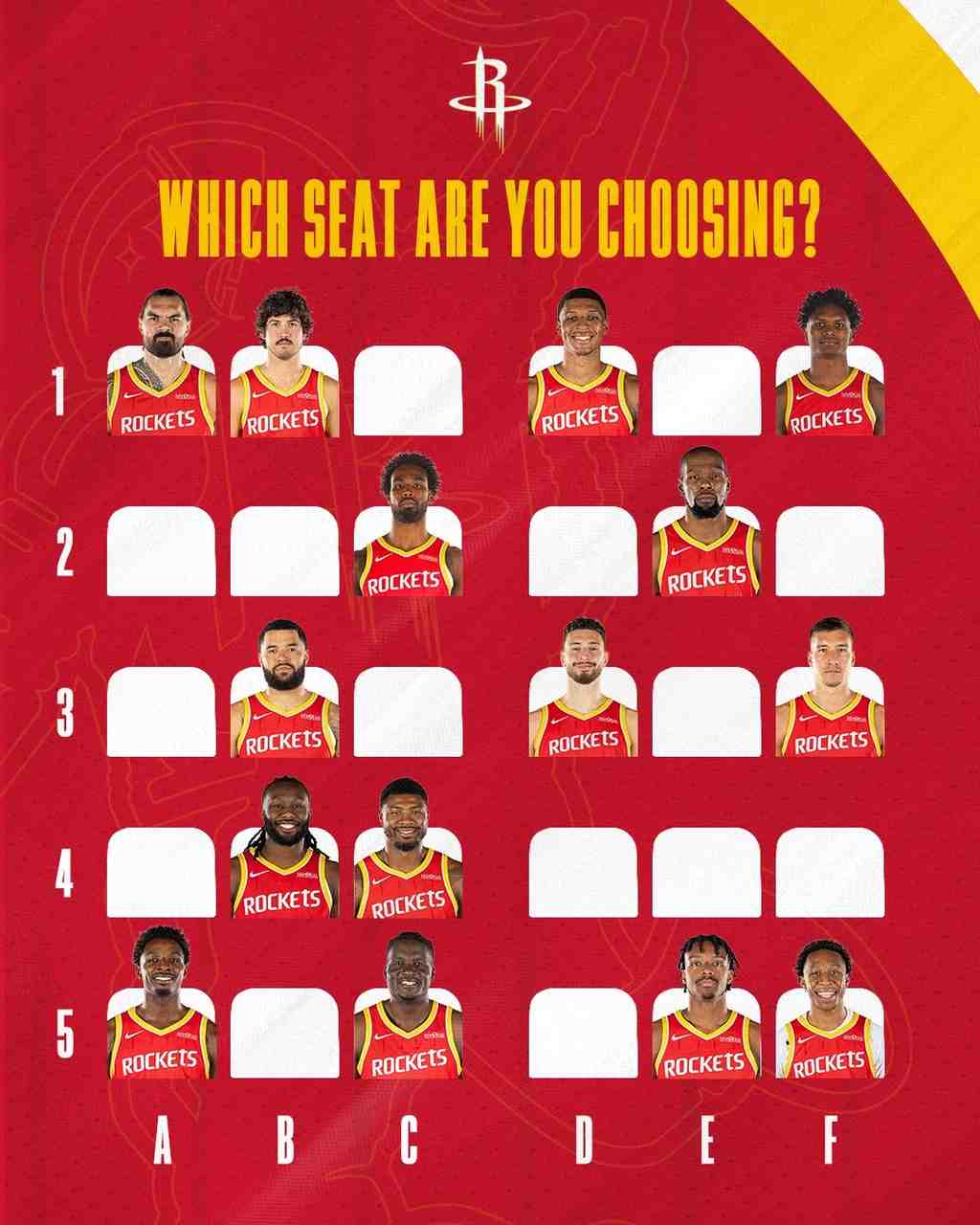 趣味问答!火箭晒澳门行座位图:20小时旅程你最想坐谁旁边?